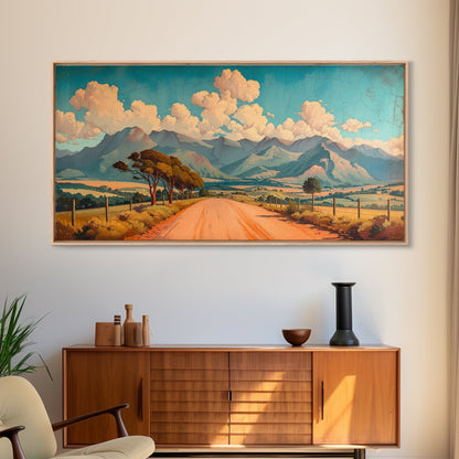 Nevada Desert Dirt Road Framed Canvas Print, Nature Print, Minimalist Wall Art, Life In The Desert, Rustic Farmhouse Above Sofa Wall Art