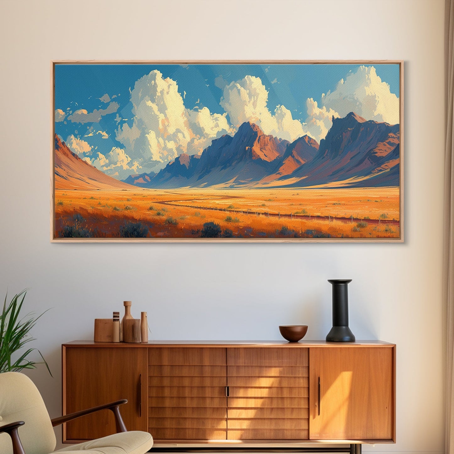 Southwestern Wall Decor | Western Wall Art | Retro Landscape Painting | Canvas Print | Retro Wall Hanging | American Western Arizona Art