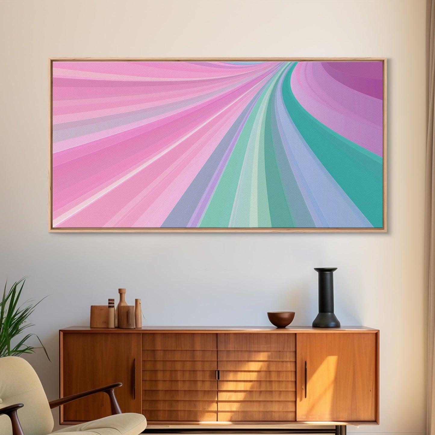 Pink and Green MCM Mid Century Modern Abstract Wall Art, 1950s Art, Retro Home Decor