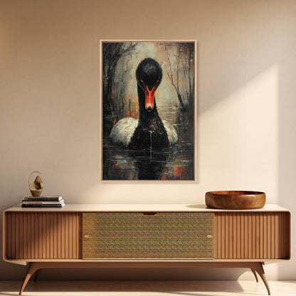 Evil Black Swan Painting Print, Gothic Home Decor, Halloween Decor, Spooky Season Wall Art, Black Swan Painting, Swan Decor, Animal Prints