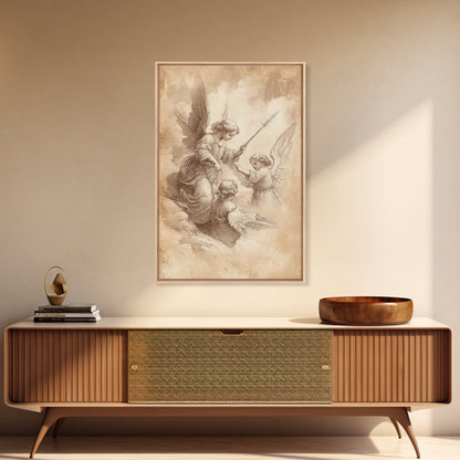 Angelic Painting Print, Framed Canvas Print, Angelic Wall Art, Abstract Angel Artwork, Personalized Gifts, Guardian Angels