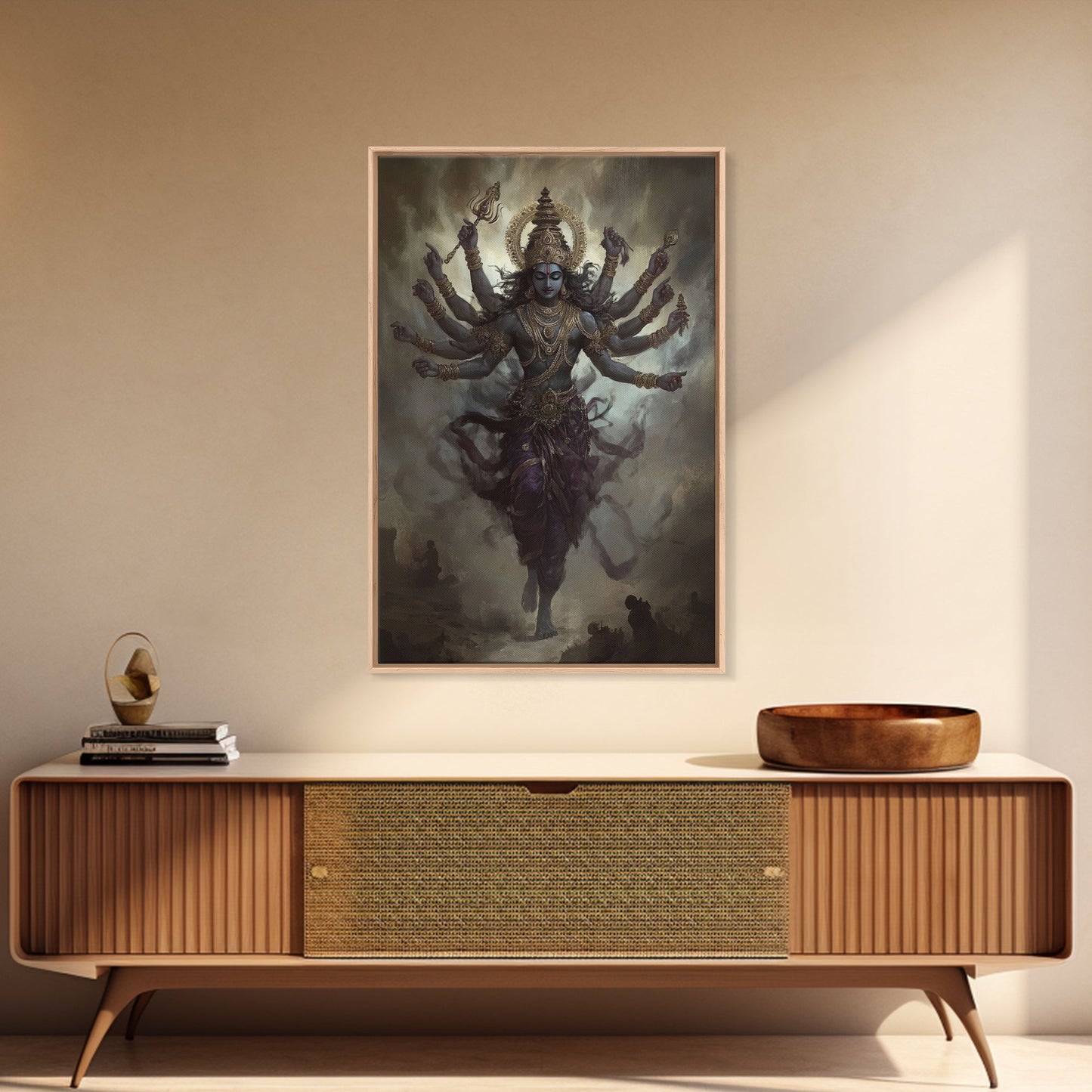 Radha Krishna Wall Art, Framed Canvas Print, Indian Inspired Wall Art, Krishna Painting, Hindu Art, Hinduism Decor