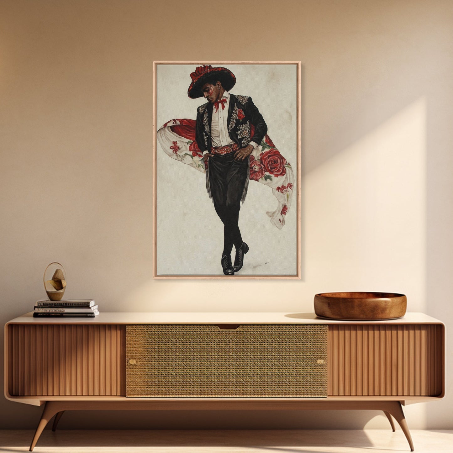 Spanish Toreador Framed Canvas Print, Impressionist Wall Art, Mexicano Wall Art, Spanish Decor, Spanish Wall Art, Cultural Decor