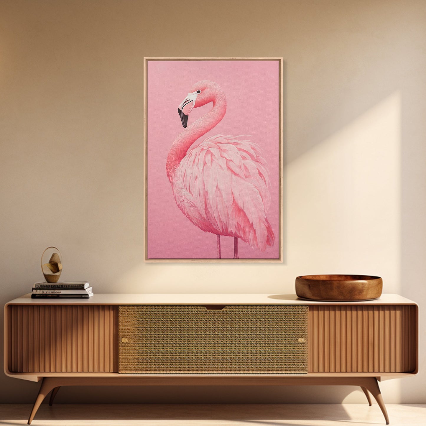 Pink Flamingo Painting Canvas Print, Flamingo Wall Art, Animals home Decor, Preppy Decor, Preppy Dorm Room Art, Preppy Decor, Girl Gift