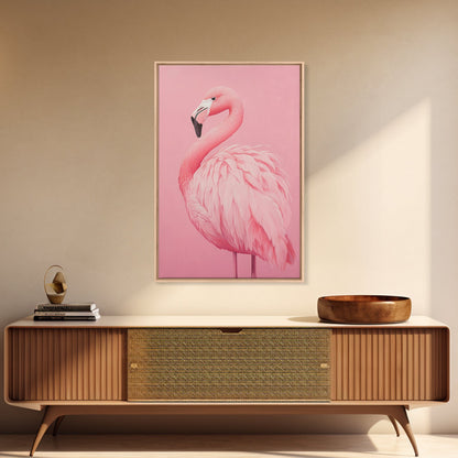 Pink Flamingo Painting Canvas Print, Flamingo Wall Art, Animals home Decor, Preppy Decor, Preppy Dorm Room Art, Preppy Decor, Girl Gift
