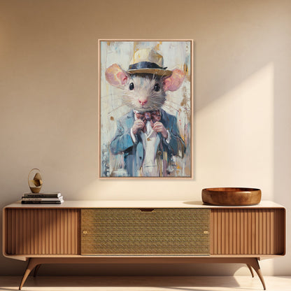 Dapper Rat Gentleman Canvas Print, Pet Rat Prints, Vintage Rat Art, Dressed Pets, Animals in Clothes, Pet in Costume Wall Art