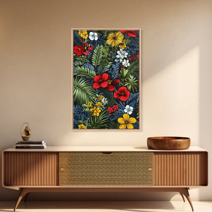 Jungle Painting Canvas Print, Mid-Century Modern Wall Art, Retro Home Decor, Wood Framed Canvas, Home Decor, Office Decor Gift Idea