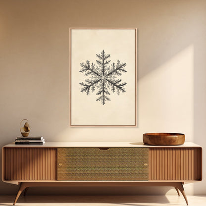 Drawing of a Snowflake Canvas Print - Framed Canvas - Minimalist Christmas Art - Boho Christmas Art - Rustic Christmas Art