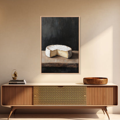 Wheel Of Cheese Painting Print, Brie Cheese Art, Cheese Painting, Cheese Still Life Oil Painting, Cheese Painting, Rustic Kitchen Decor