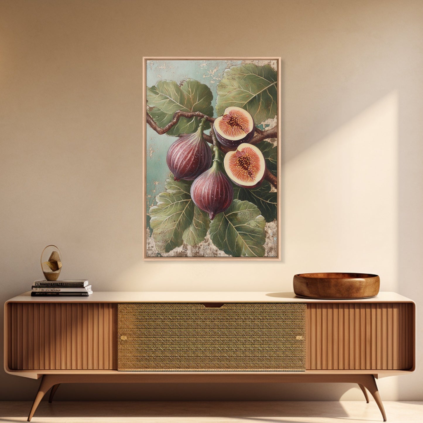 Fig Oil Painting Print In A Frame, Small Kitchen Art, Kitsch Kitchen, Eclectic Art, Fig Painting, Dining Room Decor, Kitchen Wall Art, Kitchen Decor
