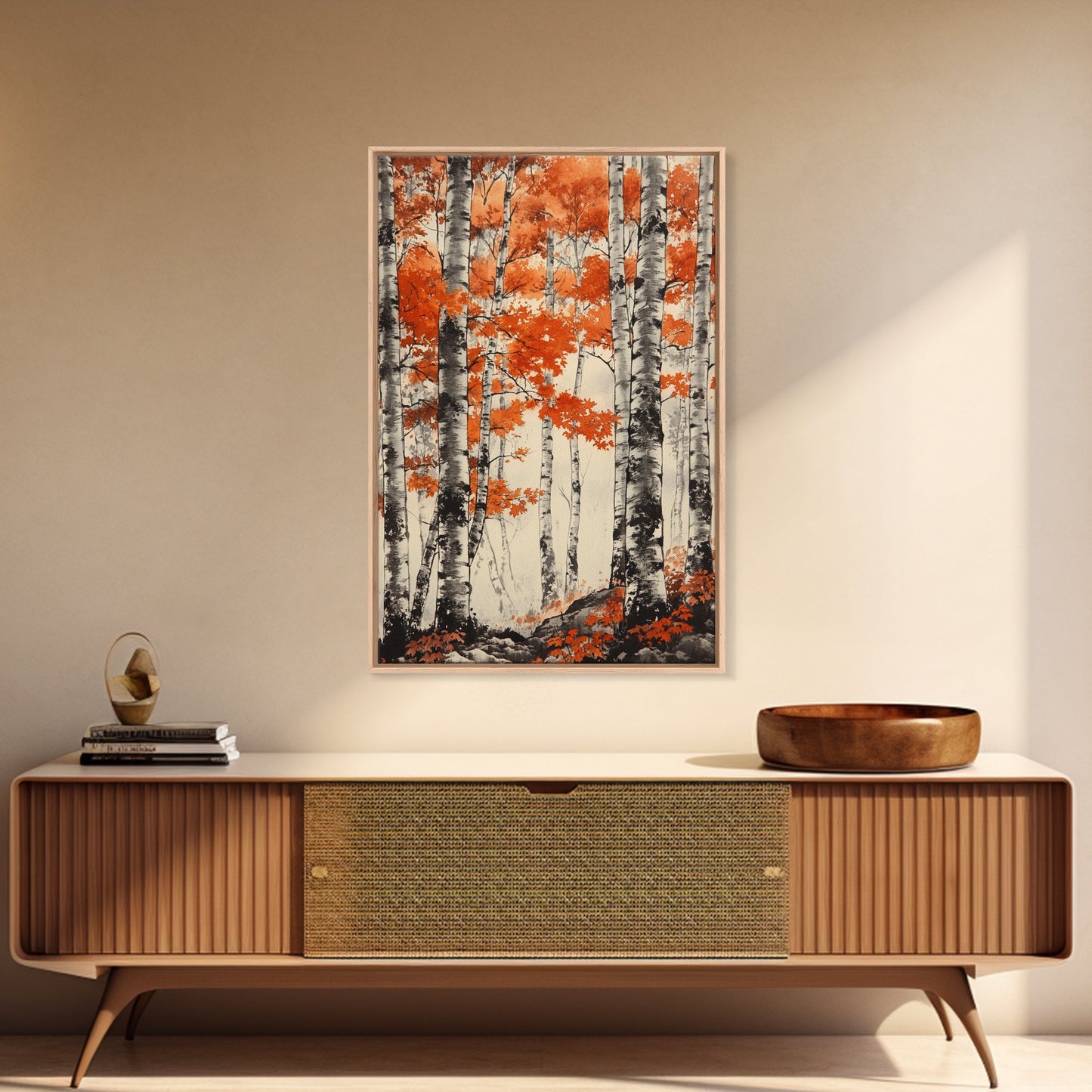 Birch Forest Art Print Autumn Aspen Trees Wall Art Birches Canvas Print Watercolor Landscape Colorado Art Neutral Fall Forest Painting
