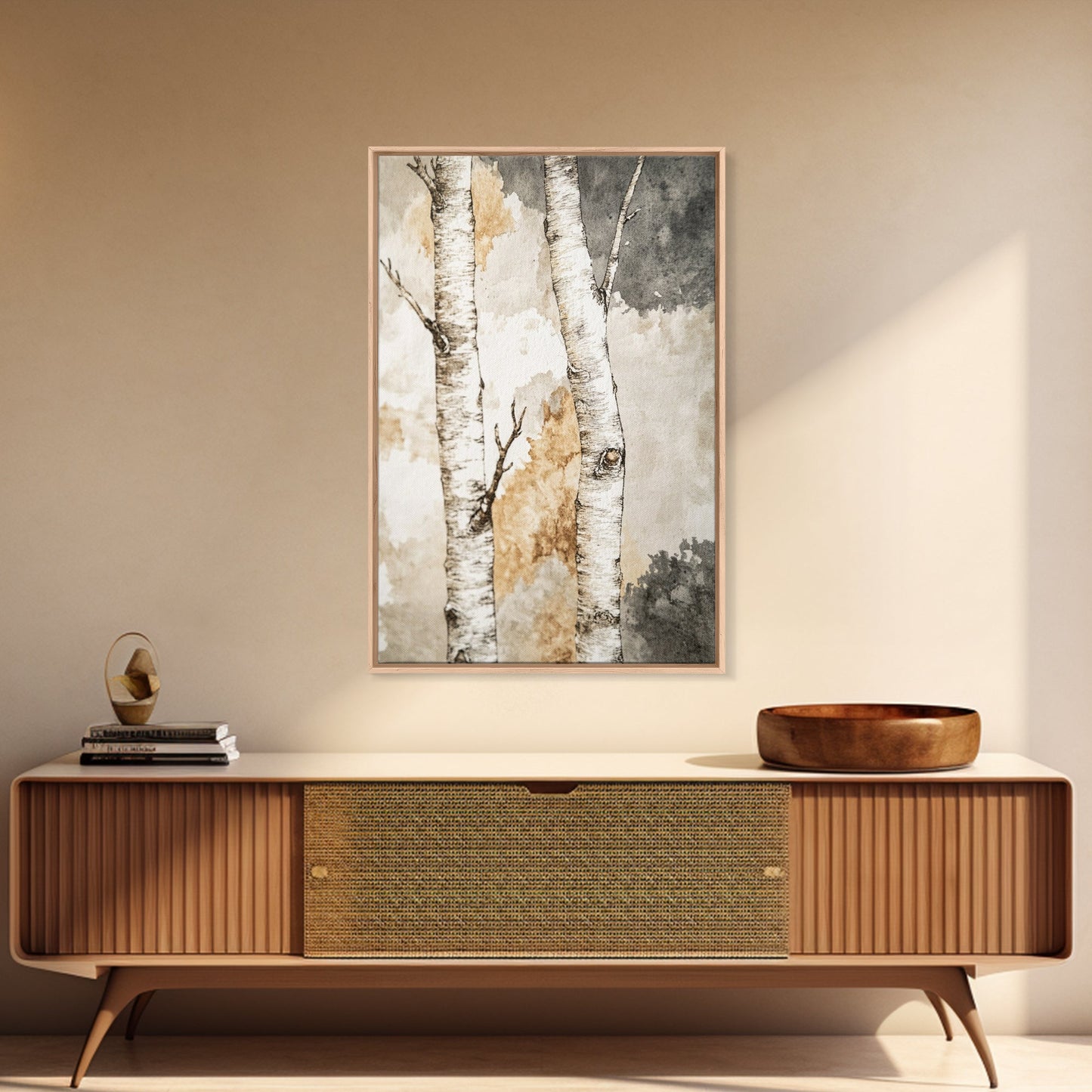 Ready To Hang Birch Tree Forest Painting Print Aspen Trees Painting Wall Art Wabi Sabi Modern Home Decor Minimalist Wabi Sabi Painting