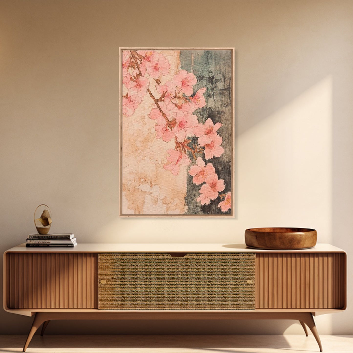 Skaura Tree Canvas Wall Art, Sakura Cherry Blossoms Canvas Print Ready To Hang, Japanese Style Art, Cherry Blossom Painting