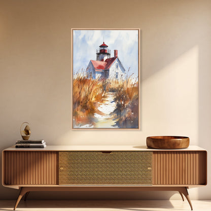 Maine Wall Art, Canvas Print, Ready To Hang Wall Art With Wood Frame, Maine Watercolor Painting, Nautical Home Decor