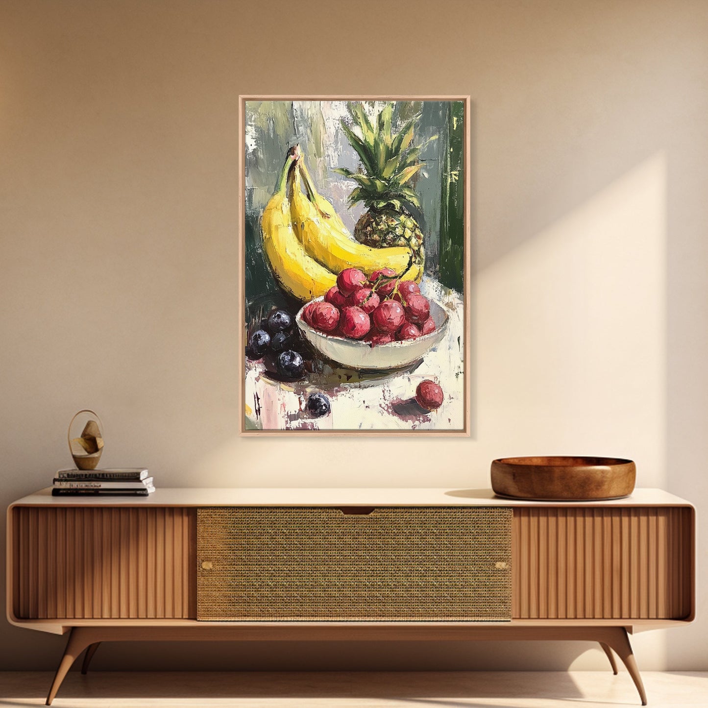 Retro Antique Fruit Still Life Oil Painting Canvas Print, Wood Framed Canvas, Still Life Art, Oil Painting Print, Kitchen Decor, Kitchen Wall Art
