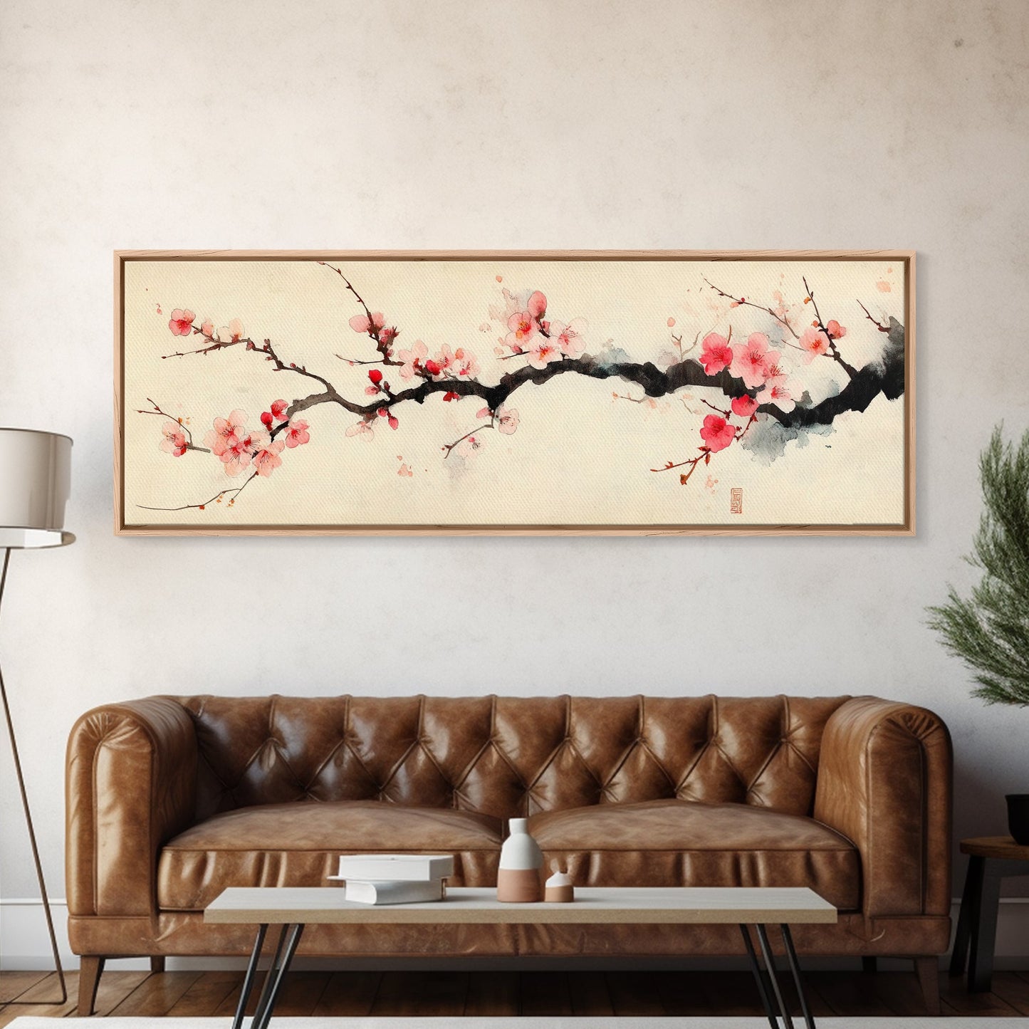 Japanese Wall Decor Landscape Print - Cherry Blossoms Painting - Japanese Minimalism Wall Art - Floral Home Decor - Flower Painting
