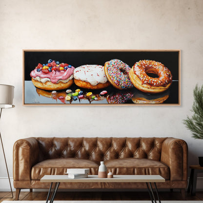 Renaissance Style Painting Of Some Donuts, Framed Canvas Print, Bakery Decor, Bakery Wall Art, Donut Shop Wall Art, Funny Renaissance Art
