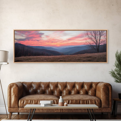 Great Smoky Mountains Panoramic Wall Art Canvas Print, Smoky Mountains Photography Style Wall Art, Landscape Painting