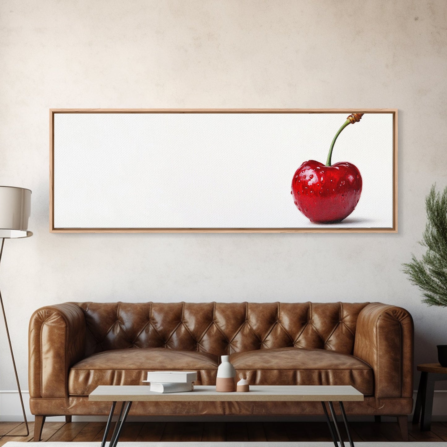 Cherry Painting Print, Panoramic Decor, Cherry Wall Art, Original Cherry Painting Wall Art For Kitchen, Extra Wide Horizontal Art, Cherry Decor