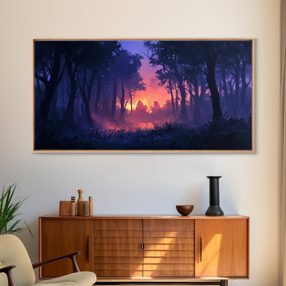 Dark Fantasy Forest Wall Art, Framed Canvas Print, Landscape Painting Print, Moody Home Decor, Landscape Wall Art, Living Room Decor