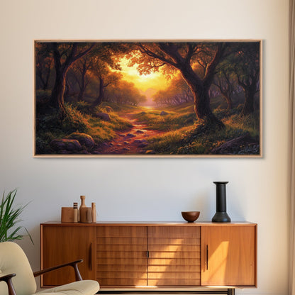 Cute Fantasy Wall Art, Framed Canvas Print, Fantasy Landscape Painting Print, Fairy Art, Fairy Landscape Wall Art Decor