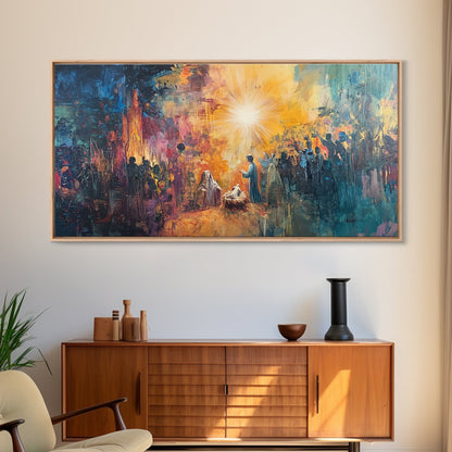 Nativity Painting Canvas Print | Christmas Wall Art | Christian Art | Christian Painting | Nativity Drawing | Nativity Oil Painting | Living Room Art