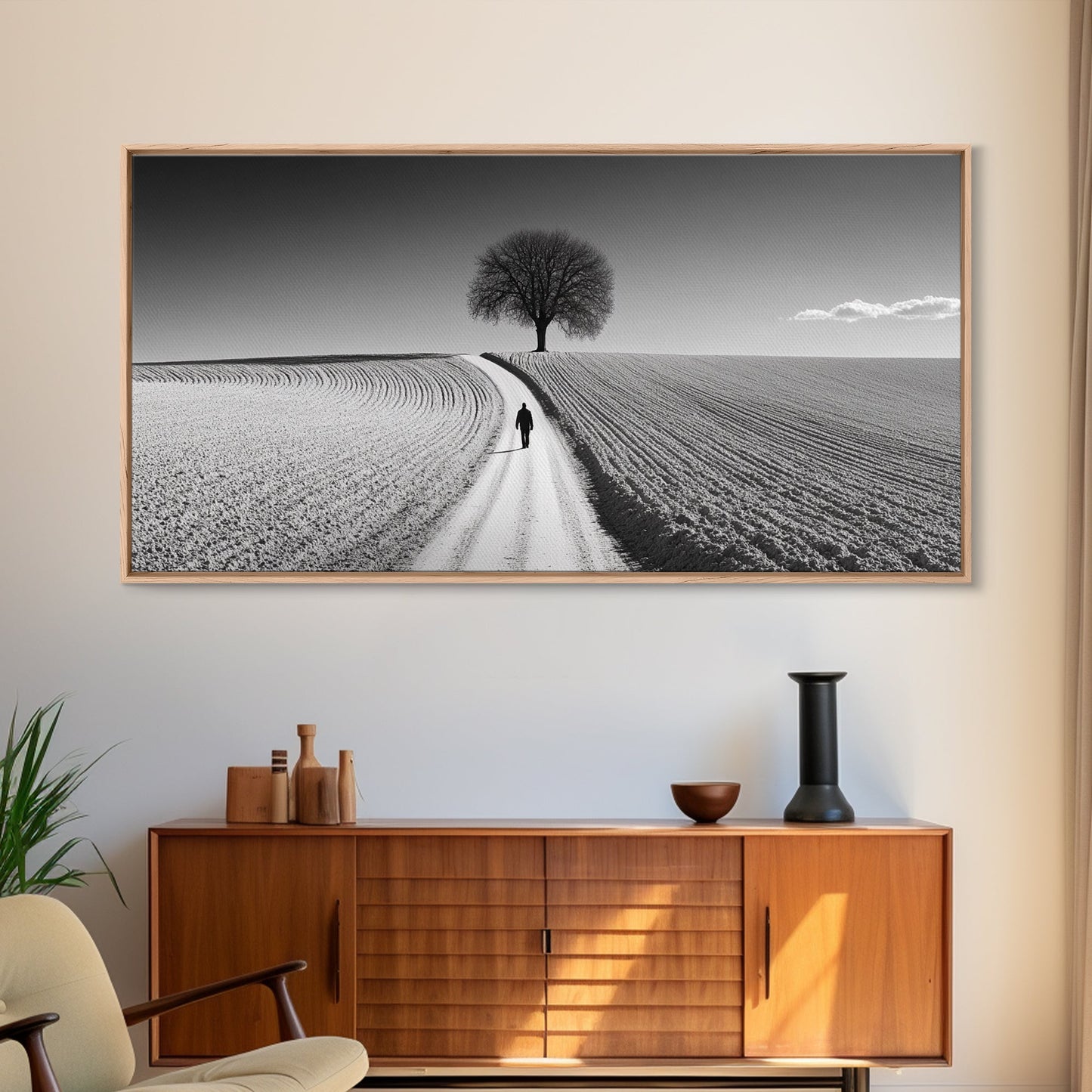 Black and White Photography Style Print - Framed Canvas Print - Subdued Home Decor - Ready to Hang Wall Art - Centerpiece Wall Art