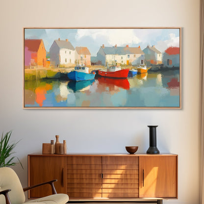 Retro Nantucket Wall Art Framed Canvas Print | Nantucket Oil Painting | Nantucket Decor | Nautical Wall Art | Seascape Painting