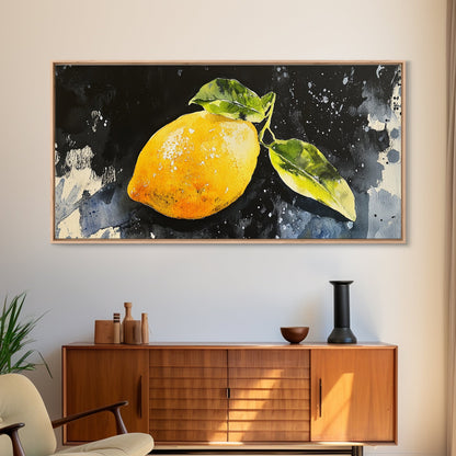 Lemon Painting Canvas Print - Kitsch Kitchen Decor - Eclectic Wall Art - Gift For Someone Who is Very random but likes lemons, like me