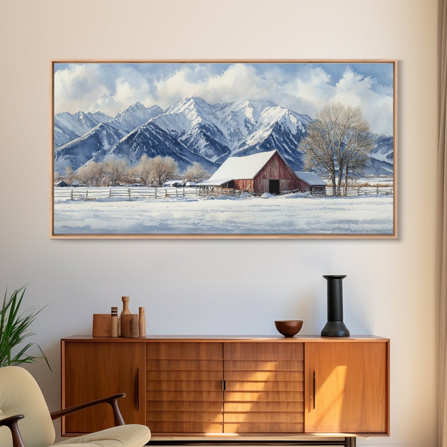 Winter Cabin Oil Painting Print - Rustic Farmhouse Decor - Modern Farmhouse - Cabin Decor - Rural America Oil Painting Print