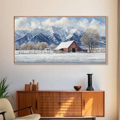 Winter Cabin Oil Painting Print - Rustic Farmhouse Decor - Modern Farmhouse - Cabin Decor - Rural America Oil Painting Print