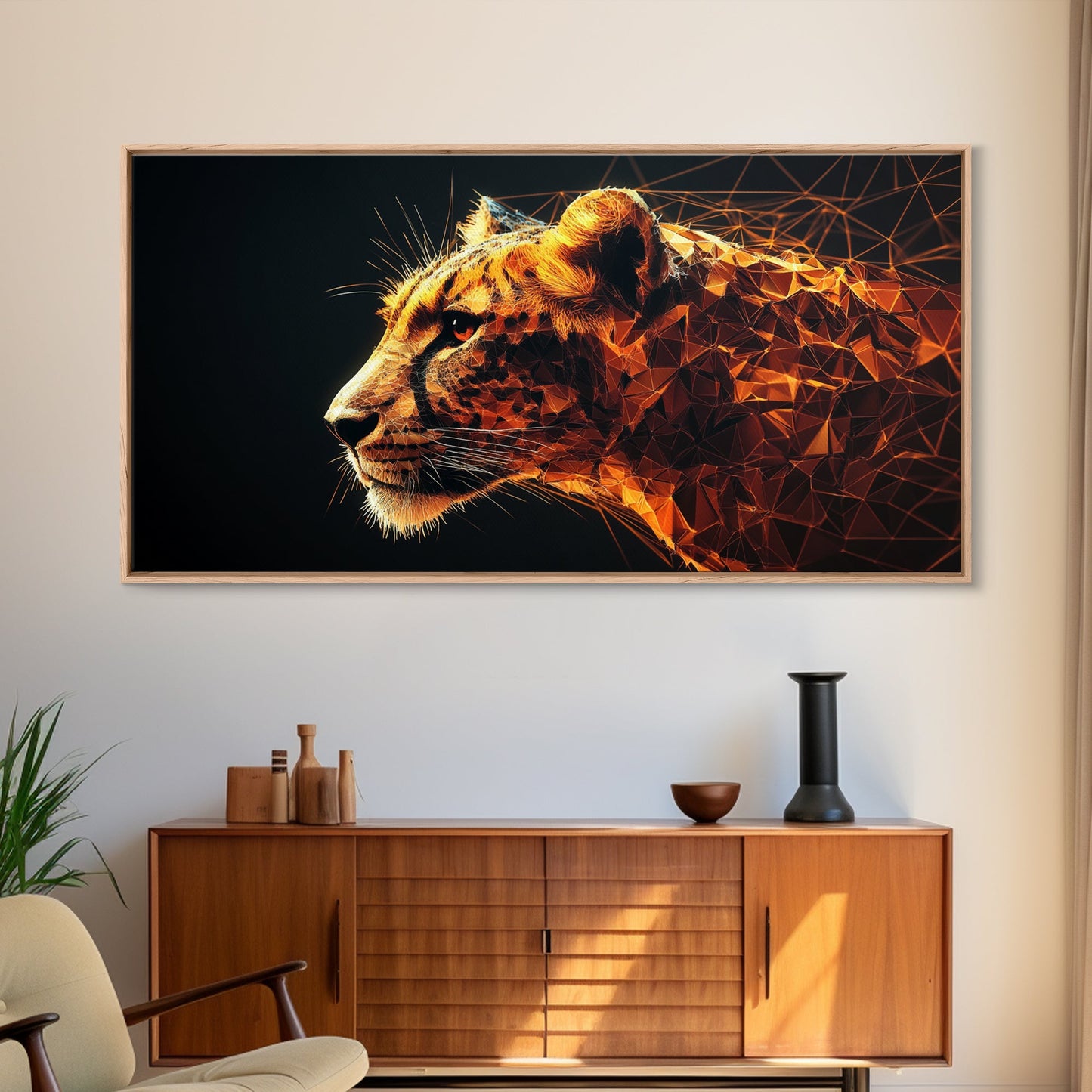 Horizontal Cheetah Print - Framed Canvas Print - Cheetah Painting - Cheetah Wall Art - Big Cat Wall Art - Thought Provoking Abstract Art