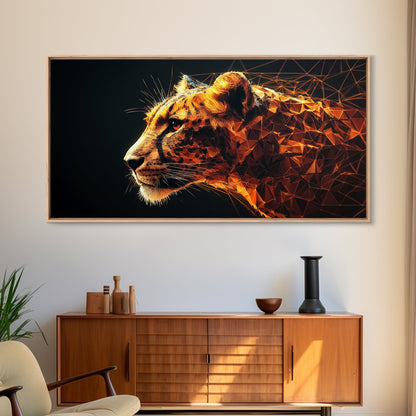 Horizontal Cheetah Print - Framed Canvas Print - Cheetah Painting - Cheetah Wall Art - Big Cat Wall Art - Thought Provoking Abstract Art