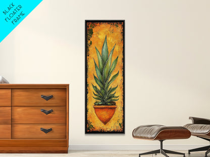 Vibrant Agave in Terra Cotta Framed Canvas Print Rustic Decor Agave Painting Botanical Prints Kitchen Wall Art