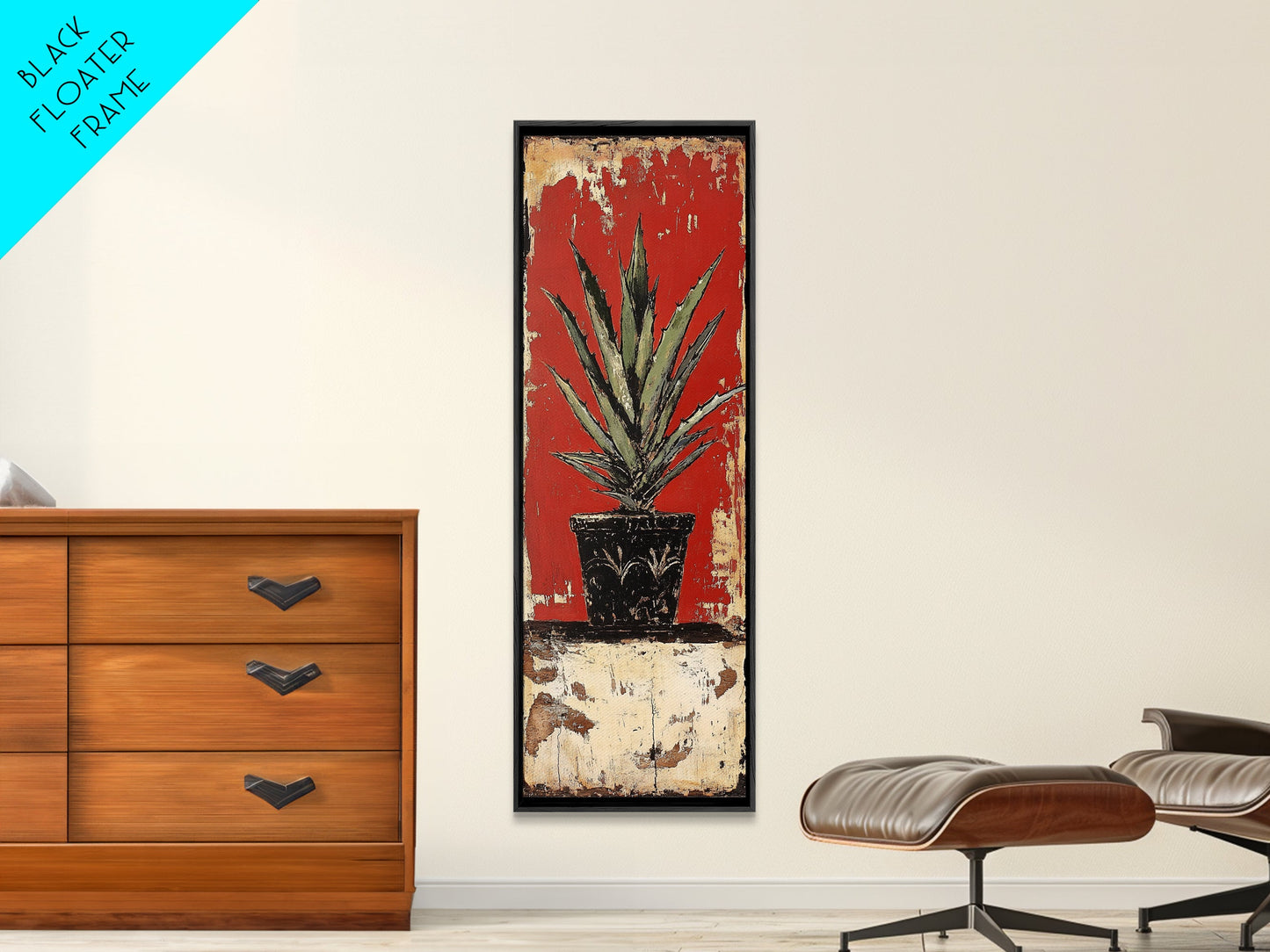 Agave Plant in Red Pot Canvas Print Southwest Wall Art Rustic Decor Botanical Prints Bold Colors Living Room Art