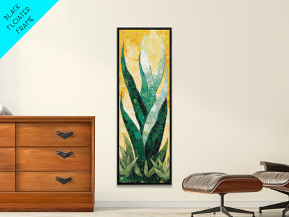 Mosaic Agave Plant Framed Canvas Print Botanical Prints Green Wall Art Rustic Decor Whimsical Art Kitchen Decor