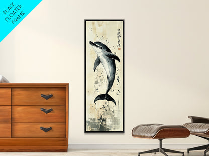 Canvas Print Dolphin Painting Coastal Nautical Wall Art with Splash Effect, Living Room Above Sofa Art, Bedroom Decor, Coastal Art Print