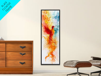 Ethereal Phoenix Rising from the Ashes in Subtle Pastel Shades – Mystical Bird Canvas Print, Ideal Wall Art for Calm and Cozy Spaces