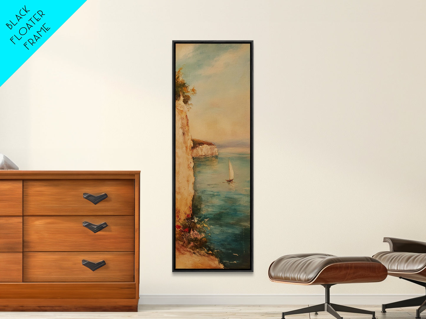 Nautical Seascapes Framed Canvas Print - Sailboat In The Bay - Sailboat Painting - Nautical Art - Coastal Home Decor - Coastal Oil Painting