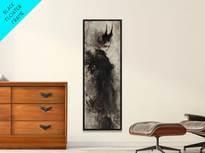 Framed Canvas Print of Dark Angels Wall Art with Gothic Aesthetic, Moody Art, Ozymandias Art, Unique Gift Idea, Long Narrow Wall Art, Tall Skinny Art