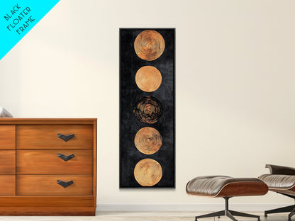 Canvas Print of Gold and Black Sacred Geometry Art, Moroccan Wall Art, Mosaic Style Decor, Tall Narrow Art, Skinny Wall Art, Living Room Art