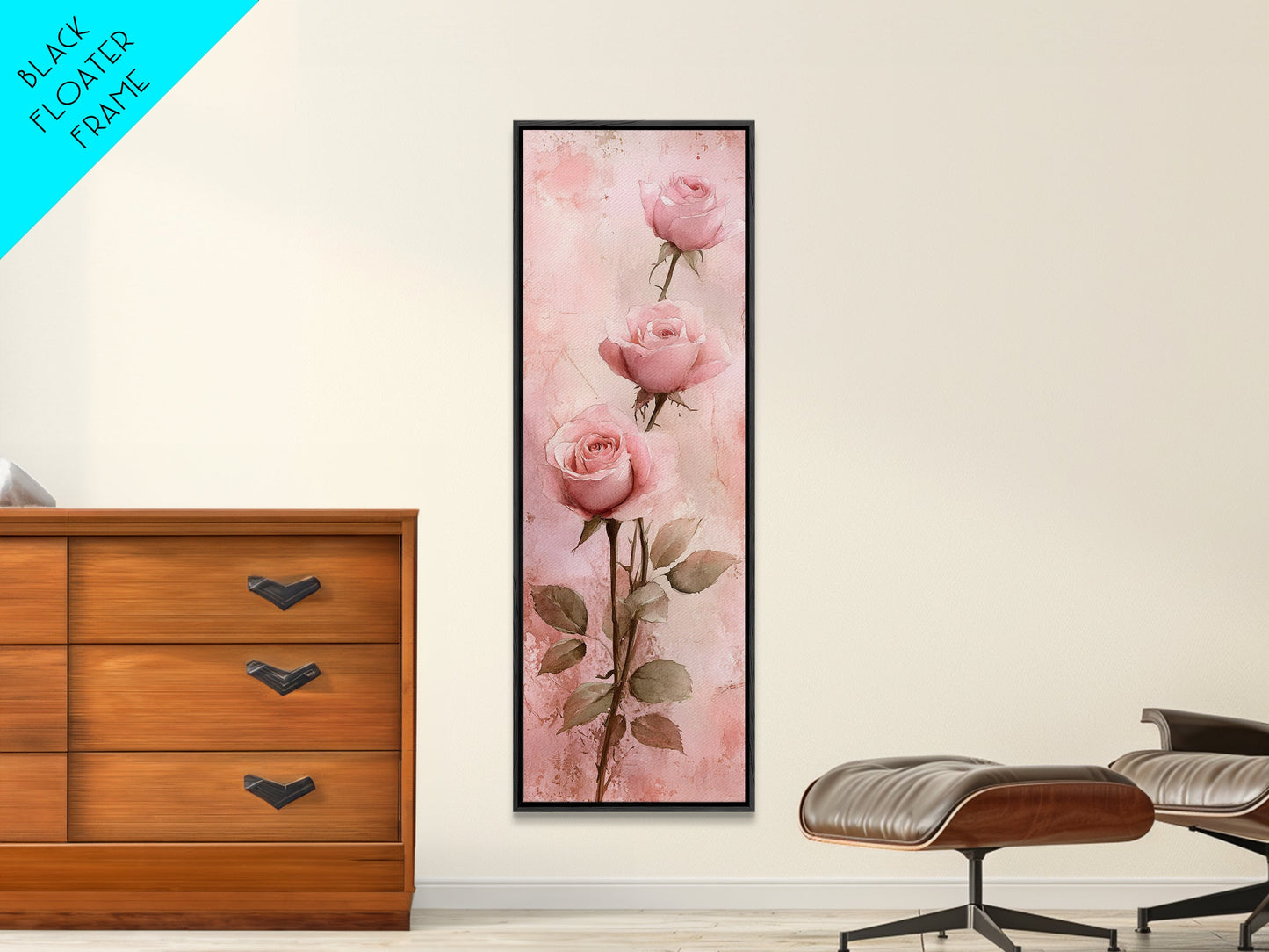 Rose Painting Framed Canvas Print Light Pink Wall Art Botanical Prints Above Sofa Art Living Room Art Rustic Wall Art Gift Idea
