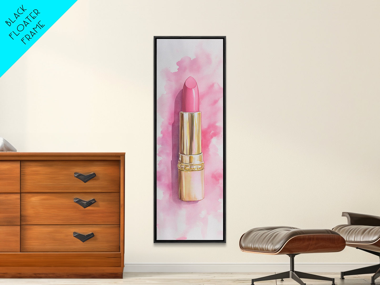 Pink Lipstick Canvas Print Feminine Pink Abstract Art Light Pink Wall Art Whimsical Art Rustic Decor Vertical Gift Idea Above Sofa