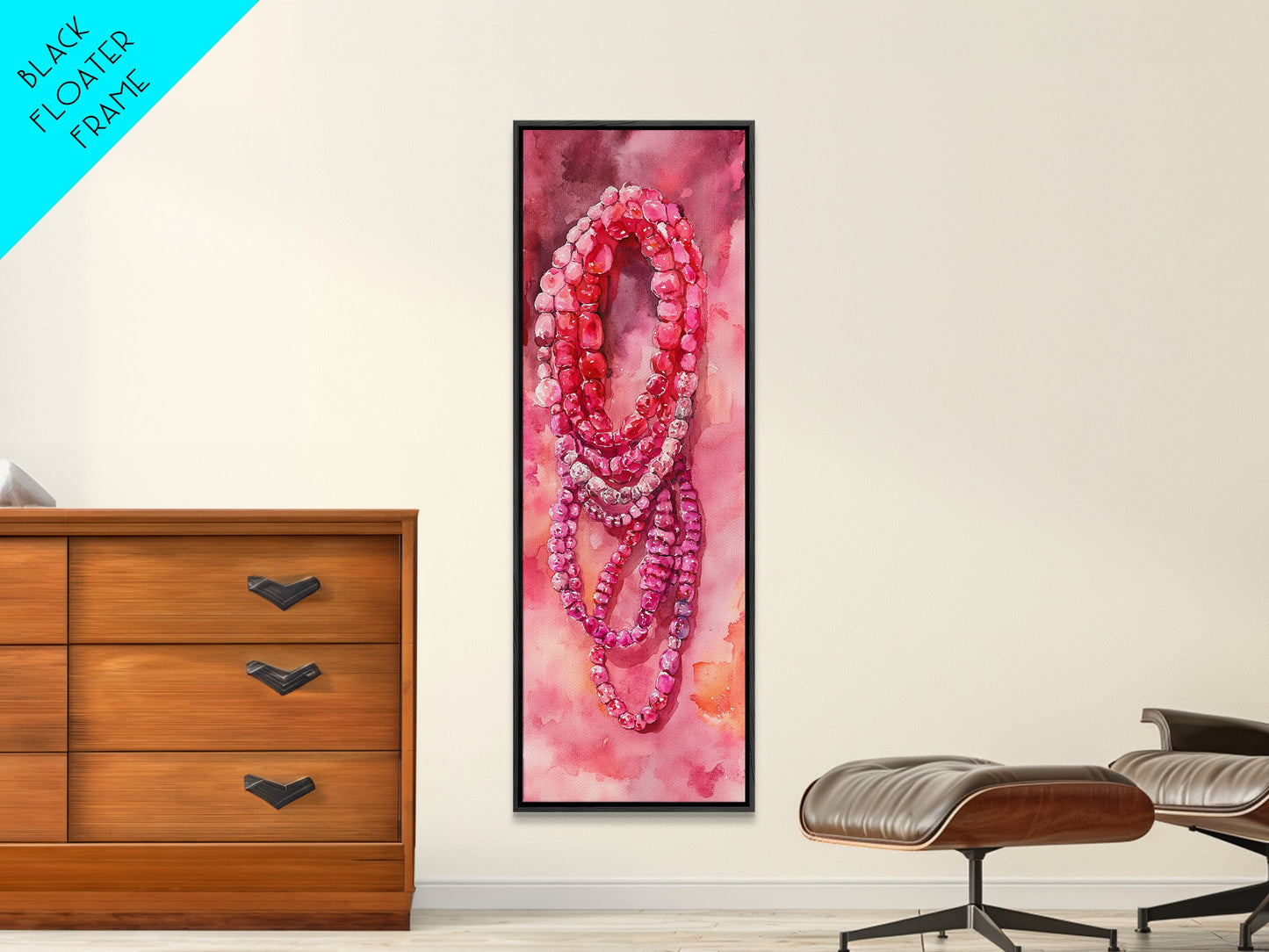 Shimmering Pink Beads Canvas Print Gemstone Painting Whimsical Wall Art Jewelry Lover Gift Vertical Pink Abstract Rustic Art