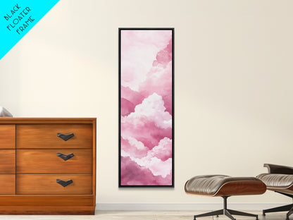 Dreamy Pink Clouds Canvas Print Light Pink Wall Art Vertical Living Room Art Minimalist Decor Bedroom Above Bed Wabi Sabi Art
