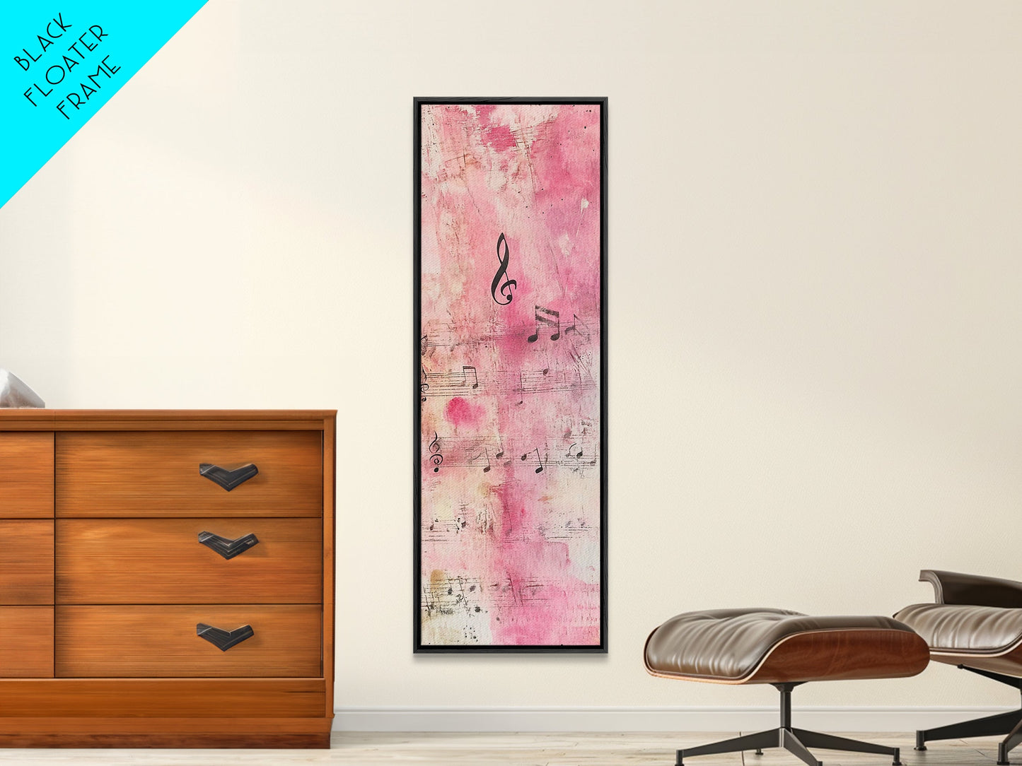 Musical Notes Abstract Canvas Print Pink Abstract Art Whimsical Art Rustic Decor Gift Idea Music Lovers Light Pink Wall Art