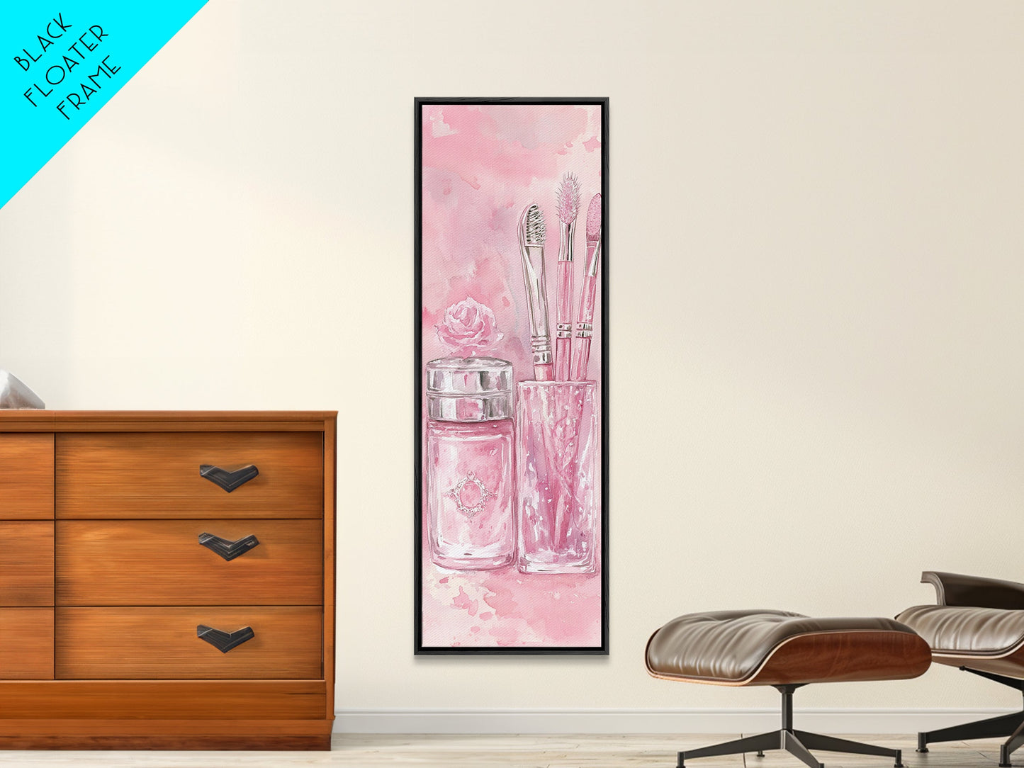 Delicate Makeup Illustration Canvas Print Pink Abstract Art Feminine Wall Decor Light Pink Wall Art Gift Idea Unique Painting