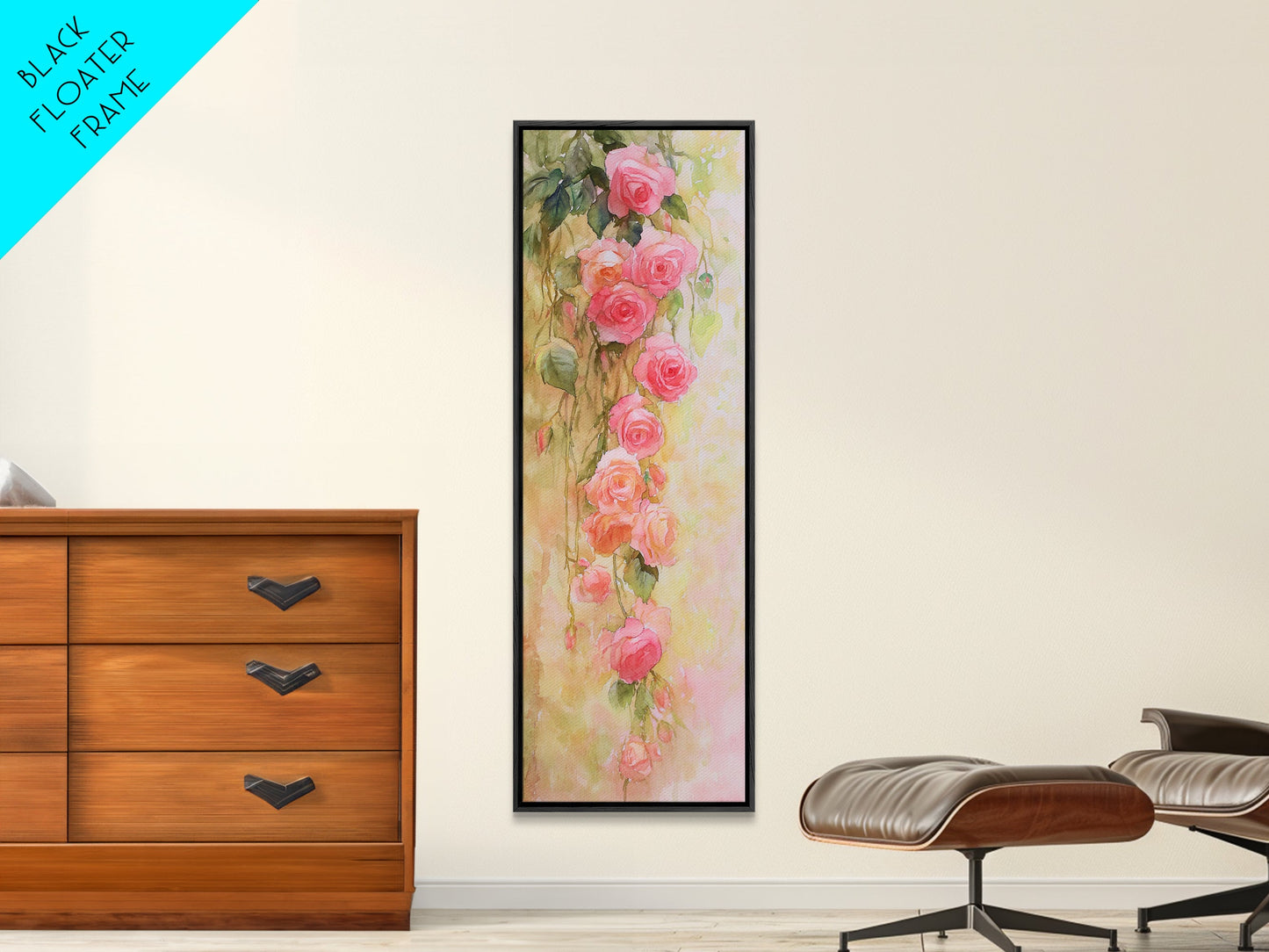 Cascading Roses Canvas Print Wildflower Painting Botanical Prints Vertical Wall Art Farmhouse Art Rustic Wall Art Romantic Gift