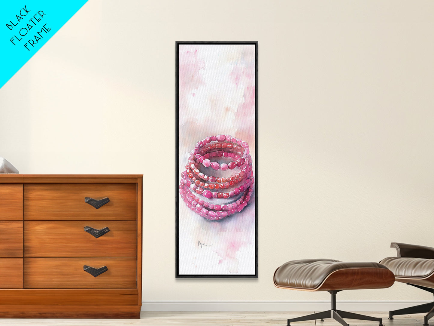 Gemstone Stack Canvas Print Whimsical Watercolor Art Pink Crystal Wall Art Bedroom Decor Gem Lover Unique Living Room Art