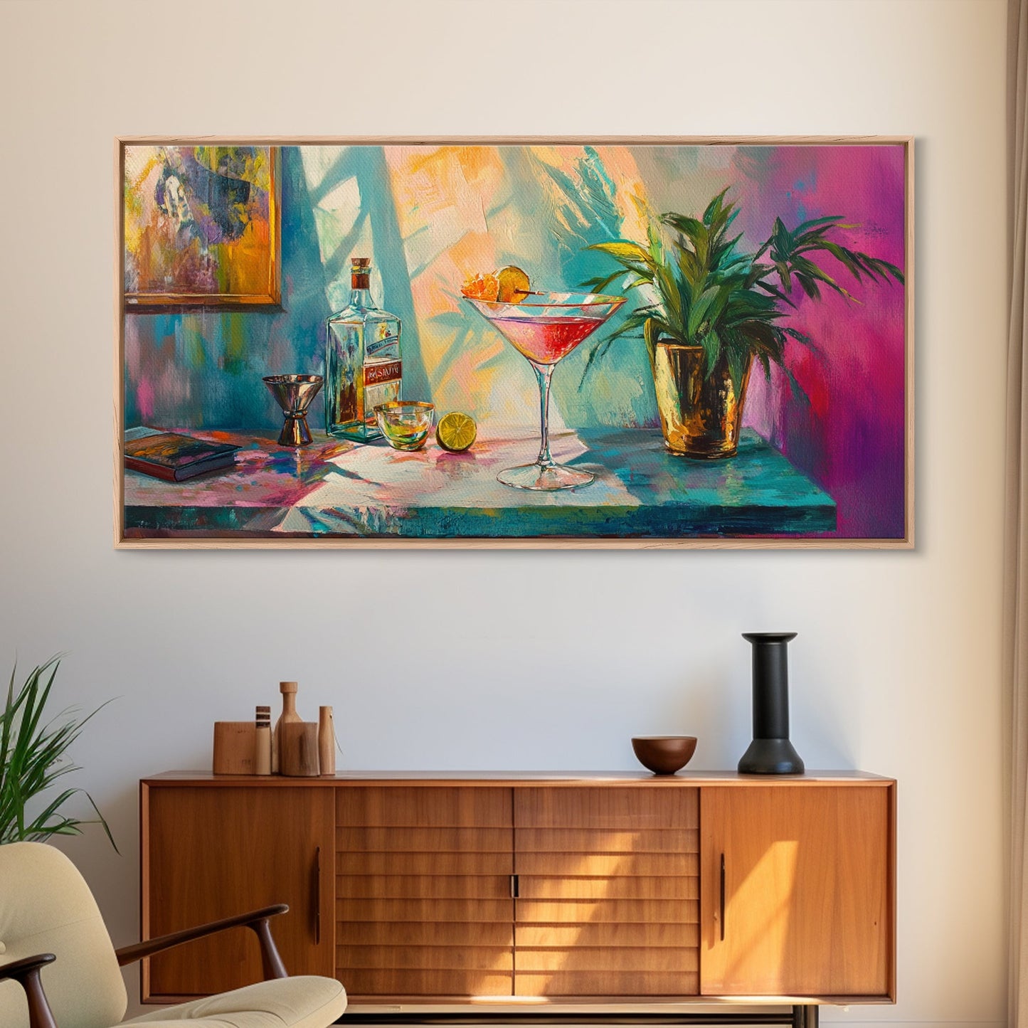 Martini Cocktail Canvas Print Colorful Bar Wall Art Vibrant Foodie Home Decor Gift Idea Kitchen Modern Party Drink Art Living Room